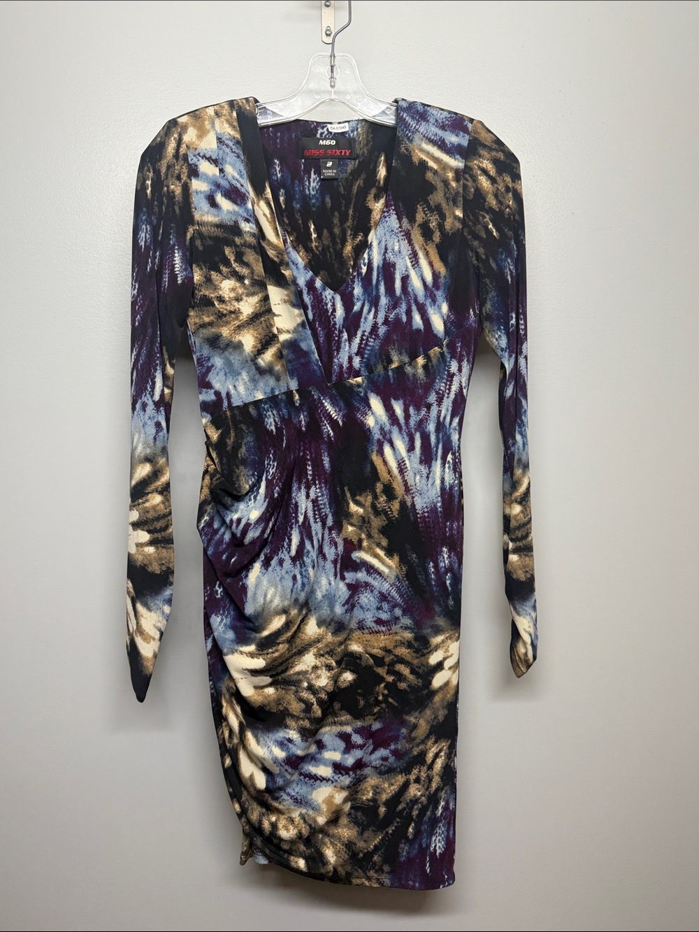 Miss Sixty Blue and Purple Abstract Print Top